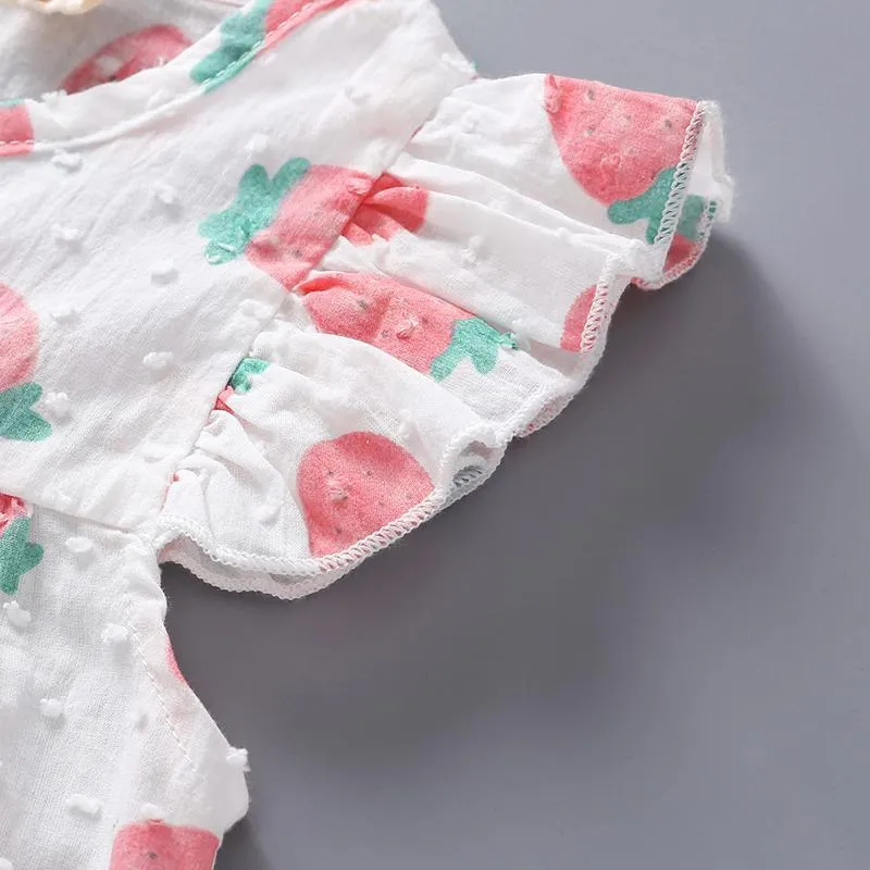 2-piece Strawberry Printed Blouse & Pants for Toddler Girl