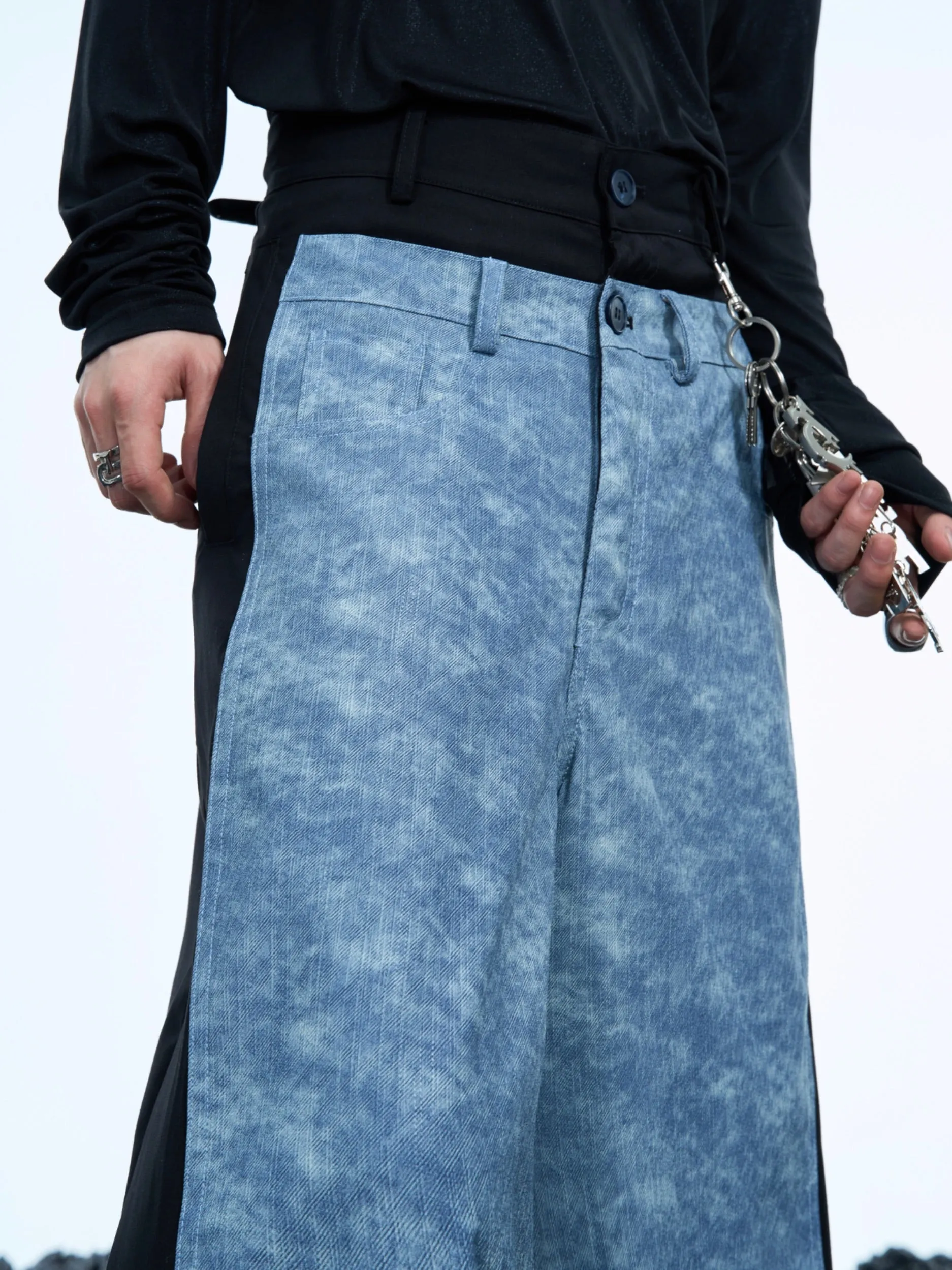 【24s Nov.】Color-Block High-Waisted Denim Pants