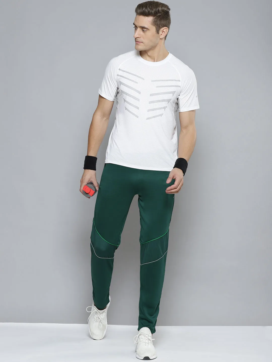 Alcis Men Green Solid Slim Fit Running Track Pants