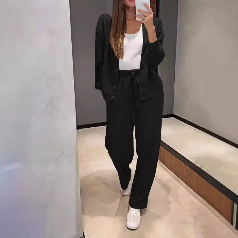 Autumn Casual Comfortable Jacket Cardigan Sport Pants Sets