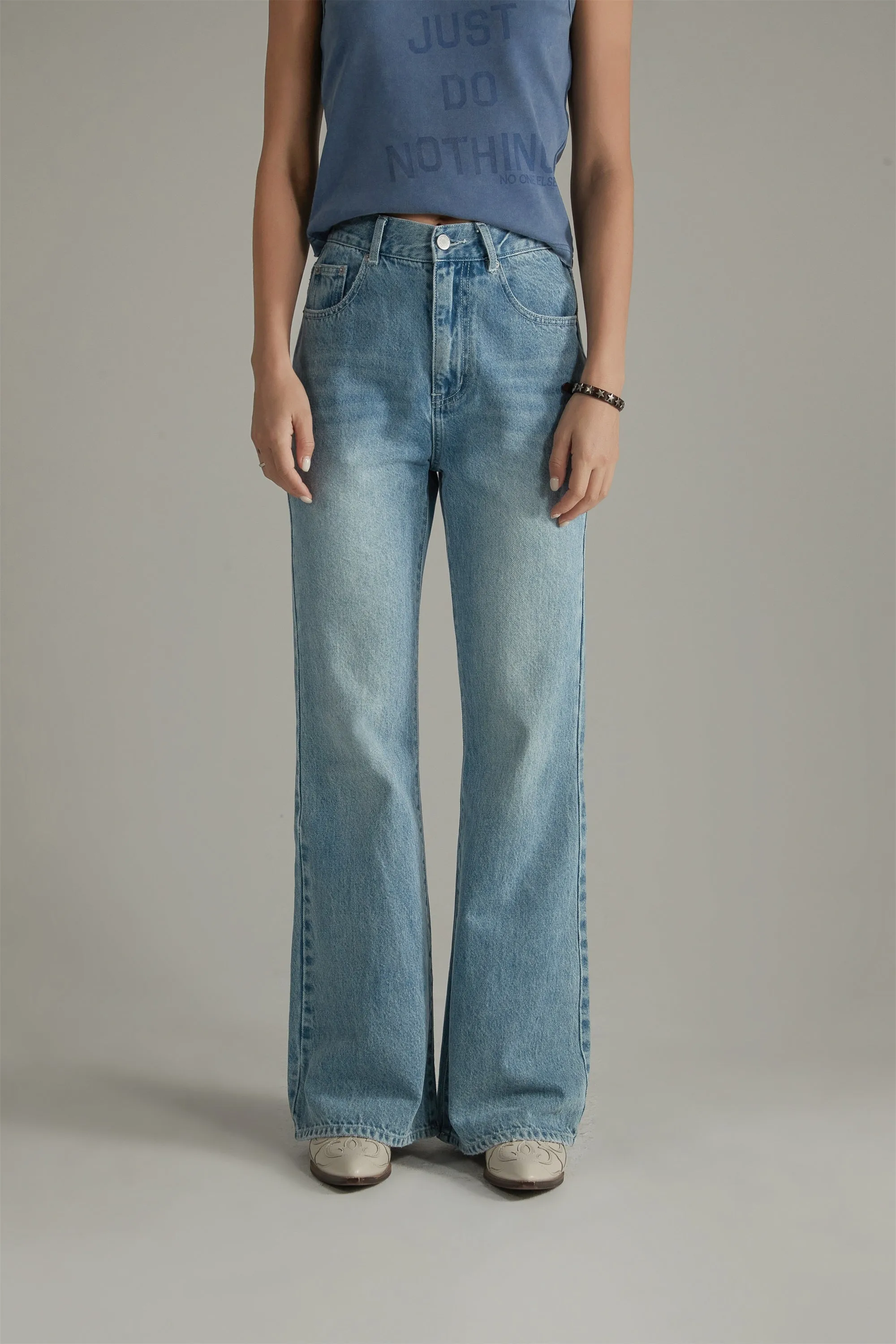 Basic Washed Bootcut Jeans