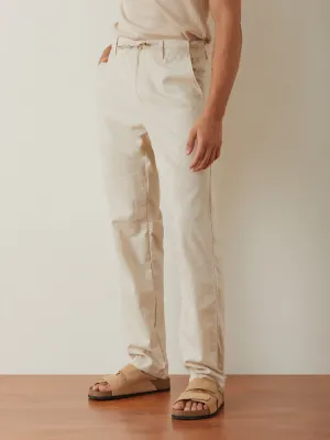 Beige Plain Loose Pants