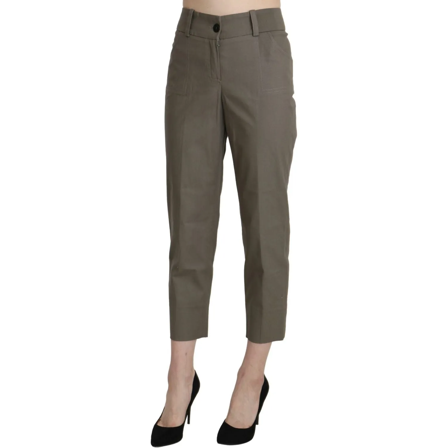 BENCIVENGA Elegant High Waist Cropped Pants in Gray