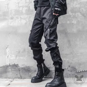 Black Multi-Pocket Loose-Fit Cargo Pants