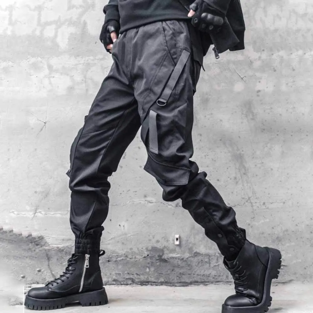 Black Multi-Pocket Loose-Fit Cargo Pants