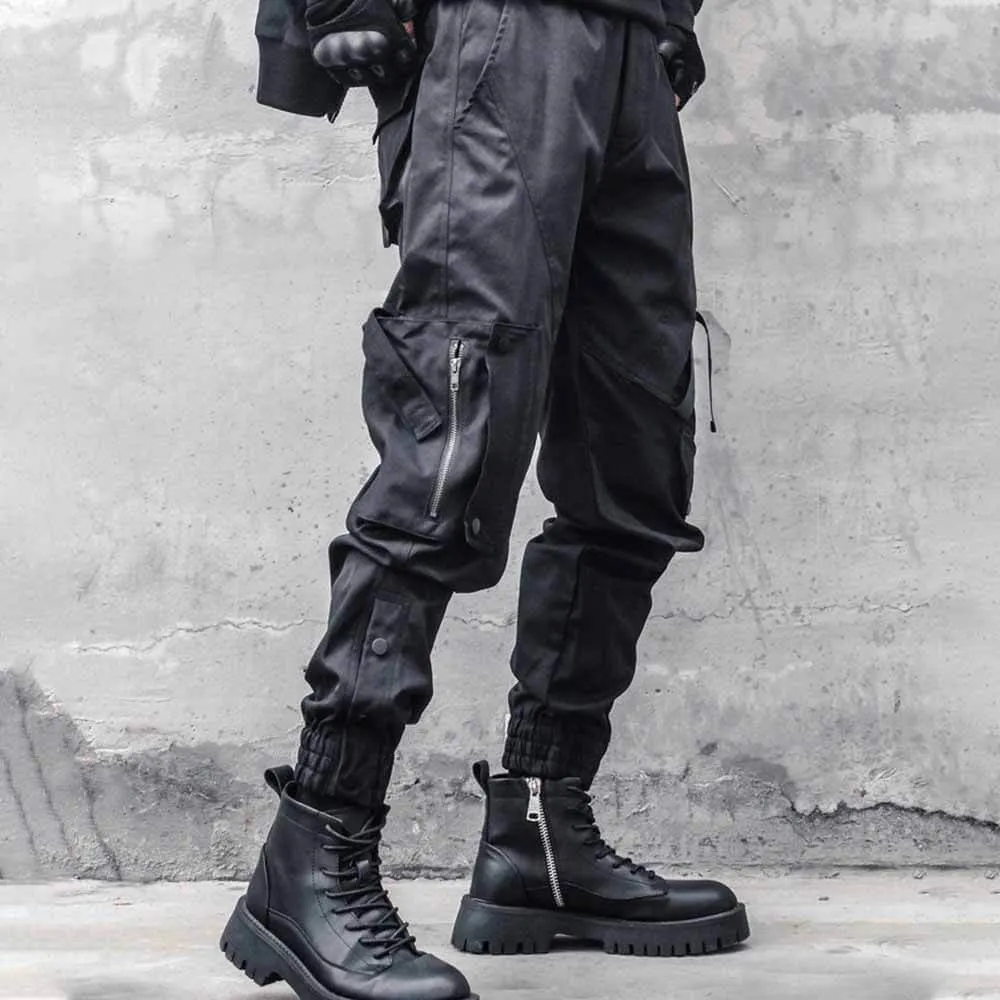 Black Multi-Pocket Loose-Fit Cargo Pants