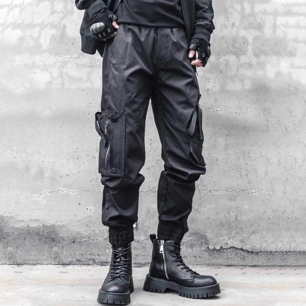 Black Multi-Pocket Loose-Fit Cargo Pants