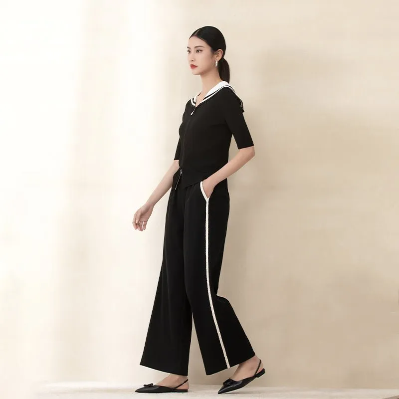 Black Wide Leg Sport Pants