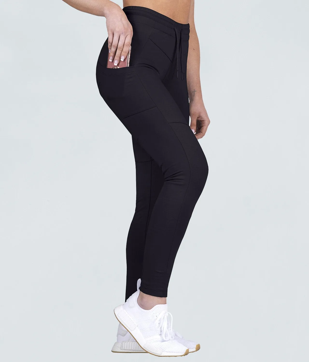 Born Tough Contoured Black Running Tracksuit Jogger Leggings for Women