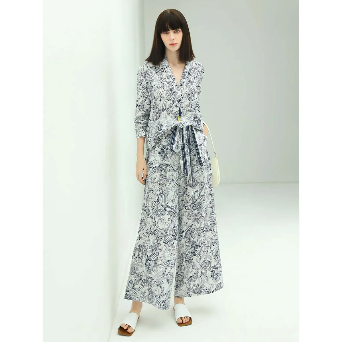 Breezy Tie Waist Wide Leg Floral Pants