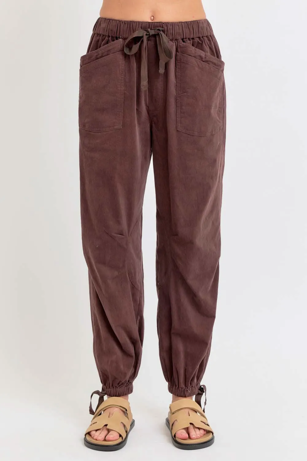 Brown Corduroy Pull-On Joggers