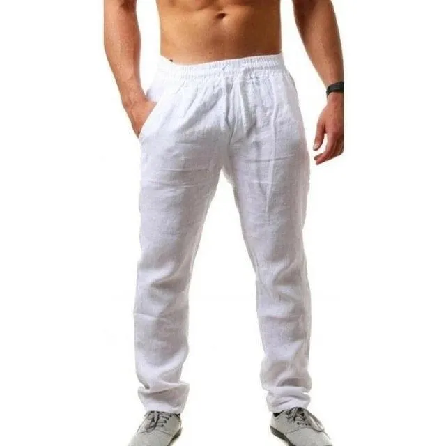 Cotton Linen Breathable Solid Color Pants