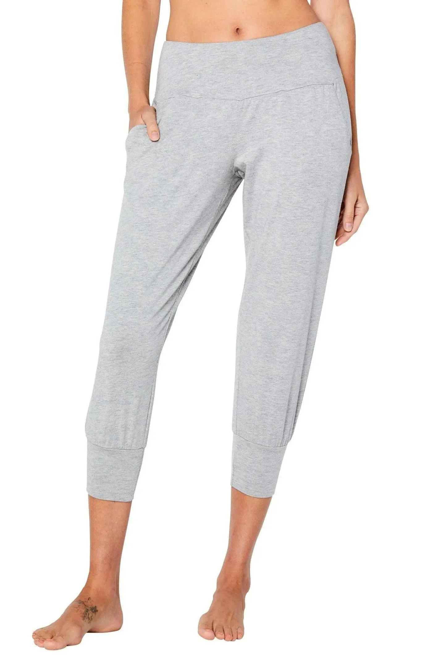 Cropped Wide Waistband Joggers