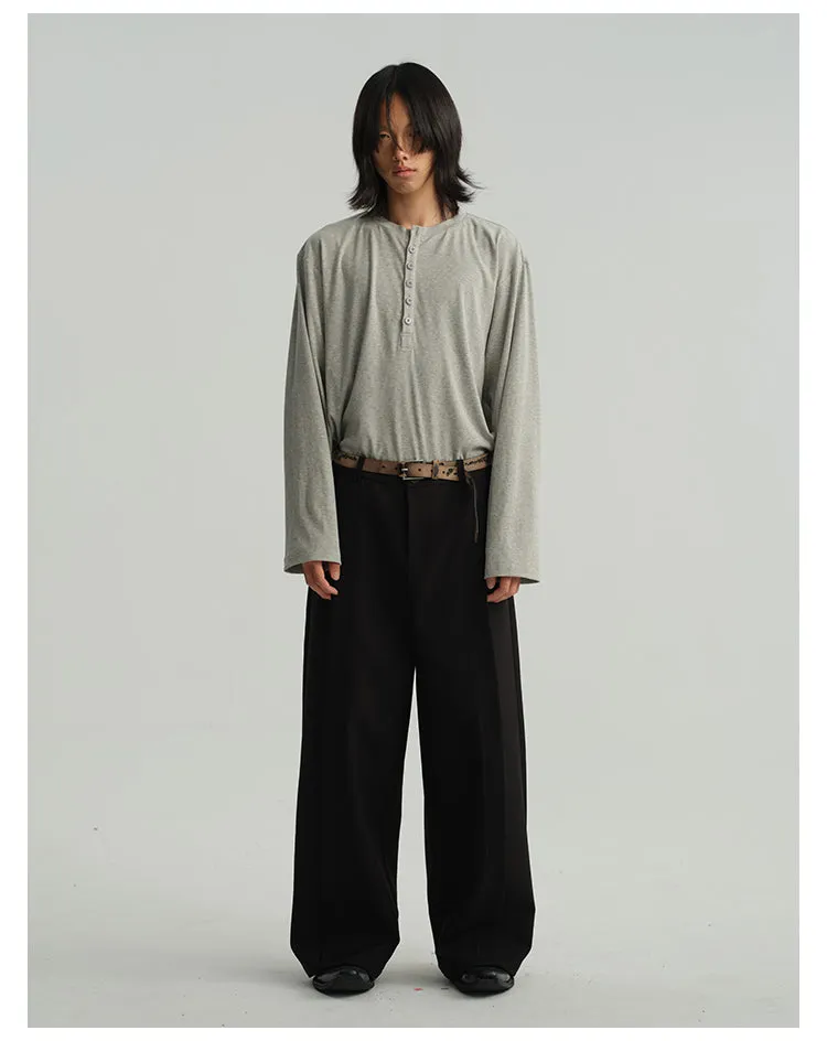 Curved Loose Straight Pants