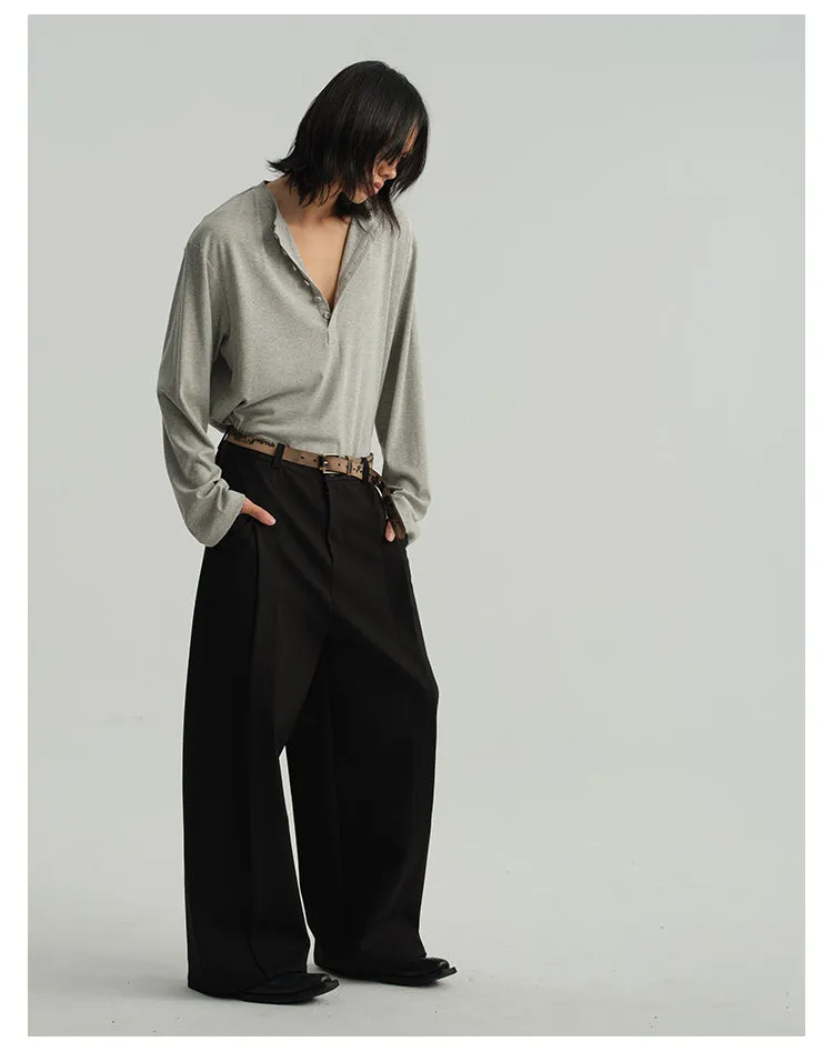 Curved Loose Straight Pants