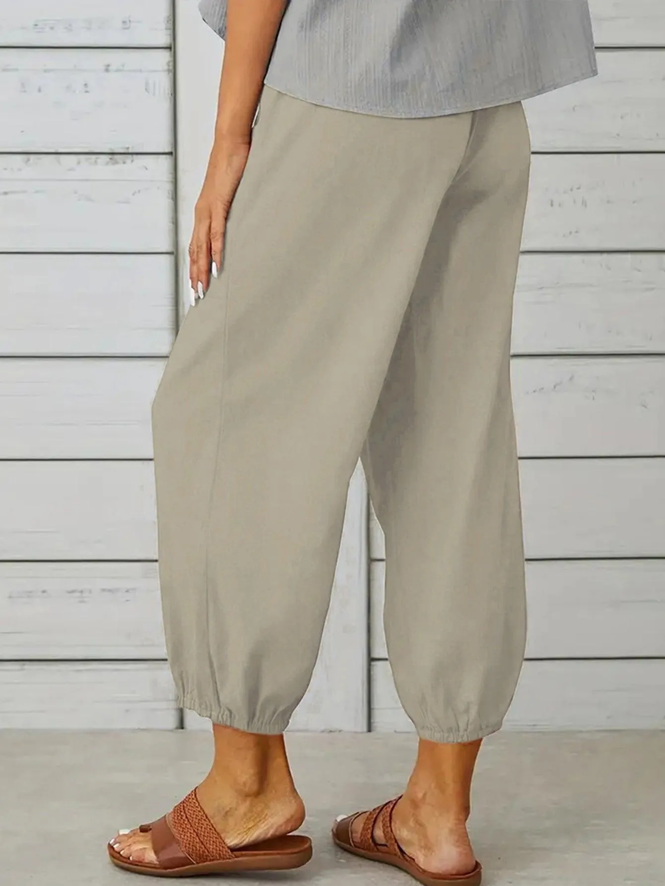 Decorative Button Cropped Pants