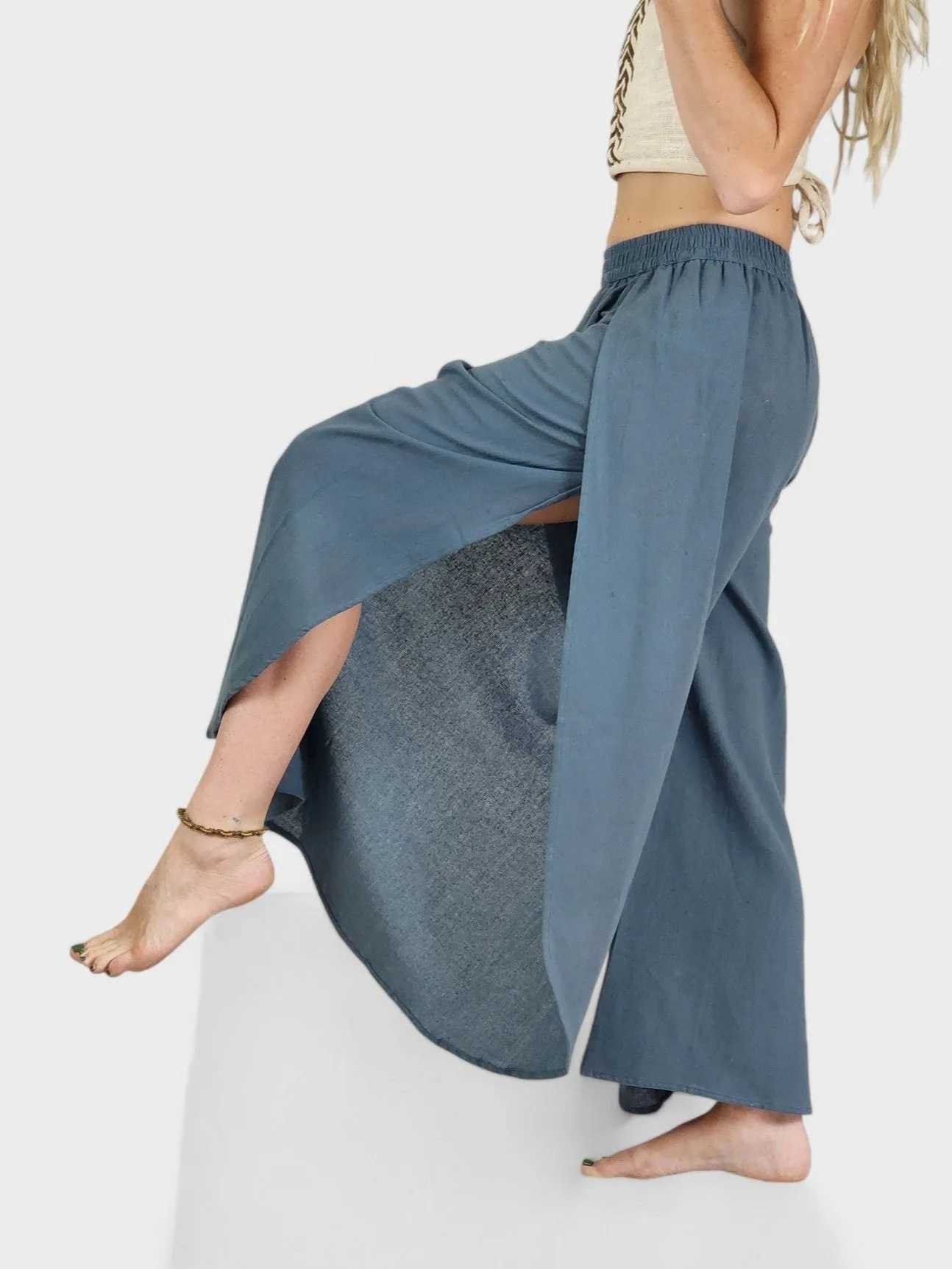 Denim Blue Jute Fly Away Trouser