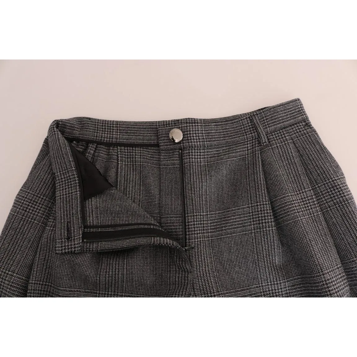 Dolce & Gabbana Elegant Gray Check Capri Wool Pants