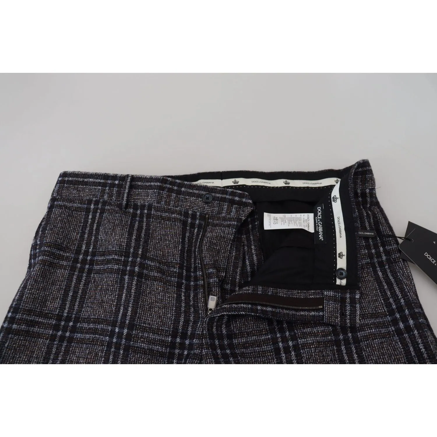 Dolce & Gabbana Elegant Gray Checkered Alpaca Blend Pants