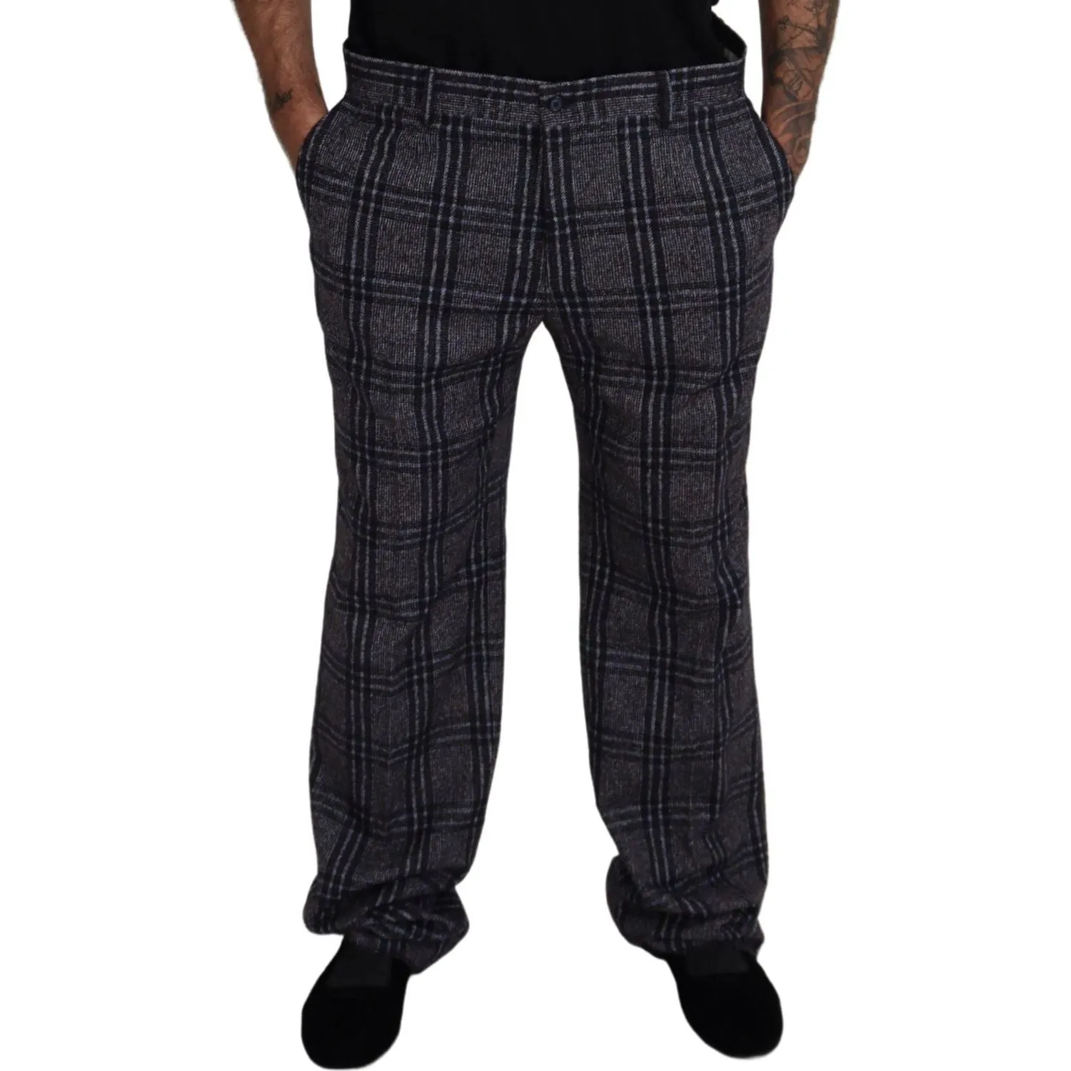 Dolce & Gabbana Elegant Gray Checkered Alpaca Blend Pants