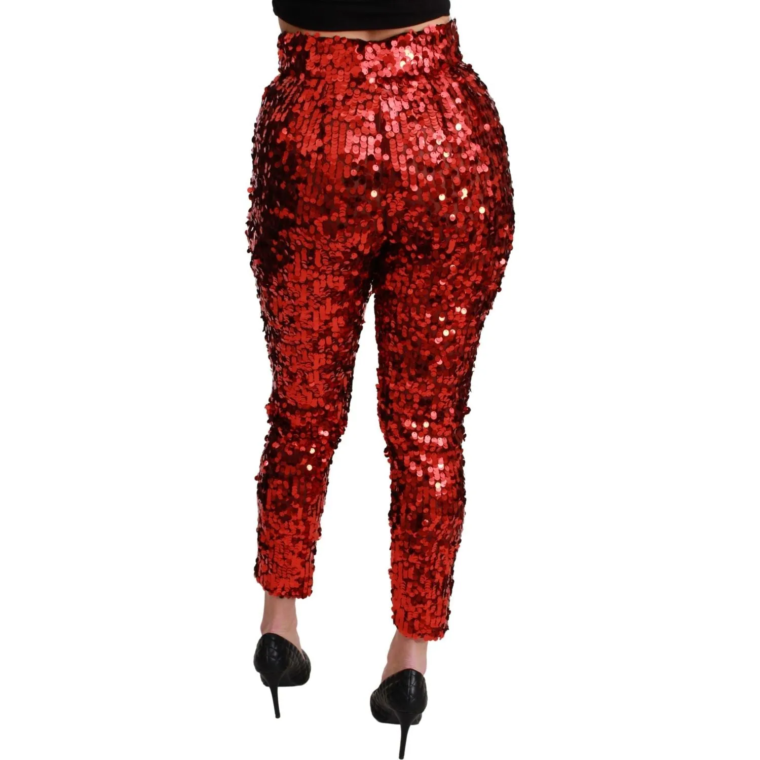 Dolce & Gabbana Elegant High-Waist Cropped Red Trousers