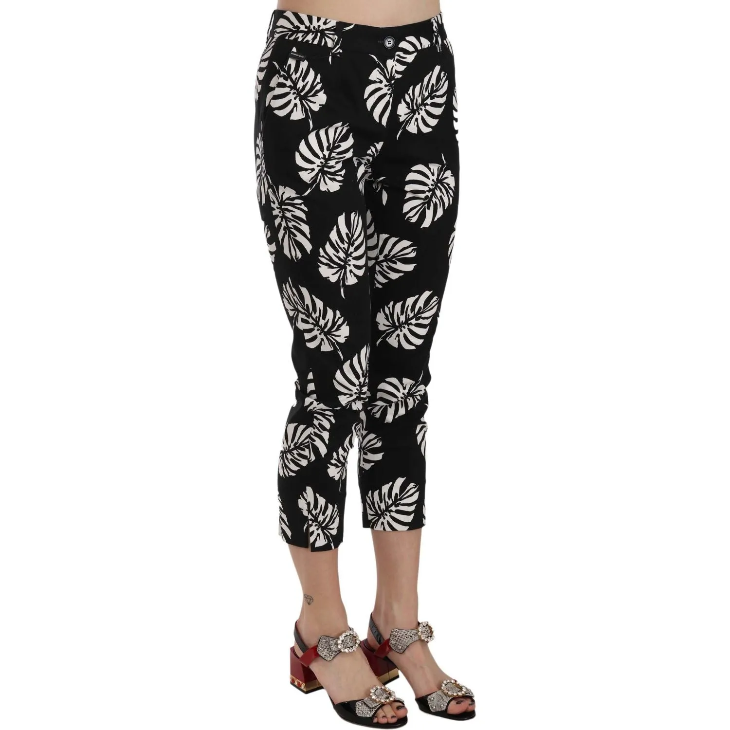 Dolce & Gabbana Elegant Skinny Capri With Palm Print