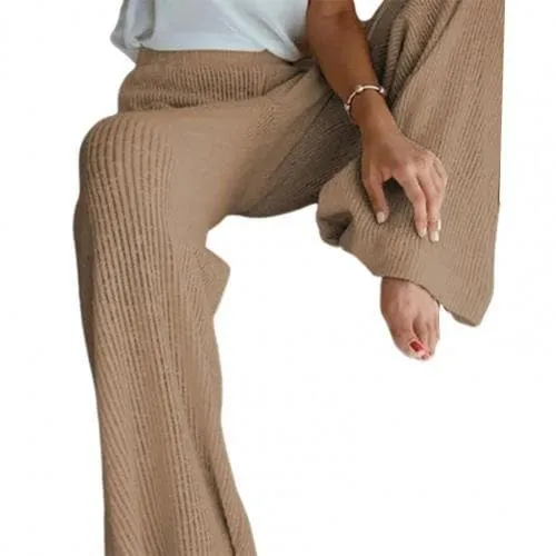 DressBetty - Elegant Solid Ribbed Knitted Pants