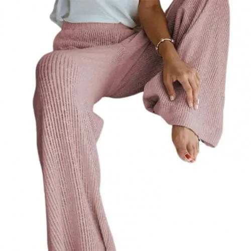 DressBetty - Elegant Solid Ribbed Knitted Pants