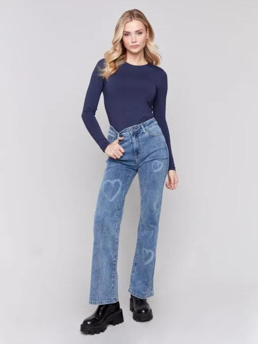 FLARE JEANS WITH HEARTS