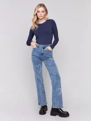 FLARE JEANS WITH HEARTS