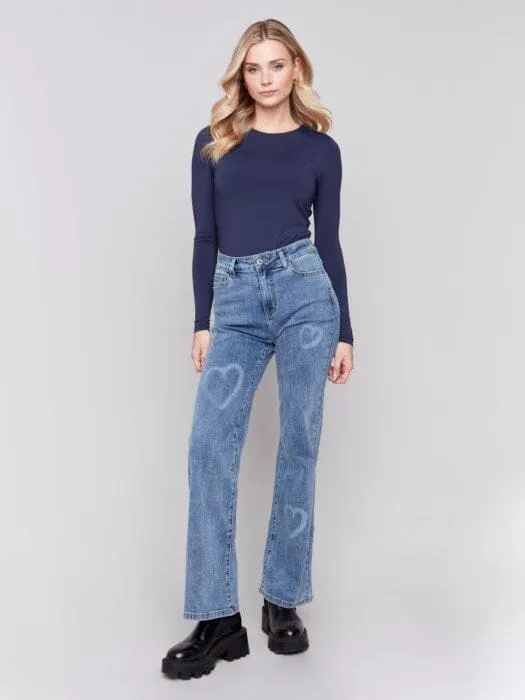 FLARE JEANS WITH HEARTS