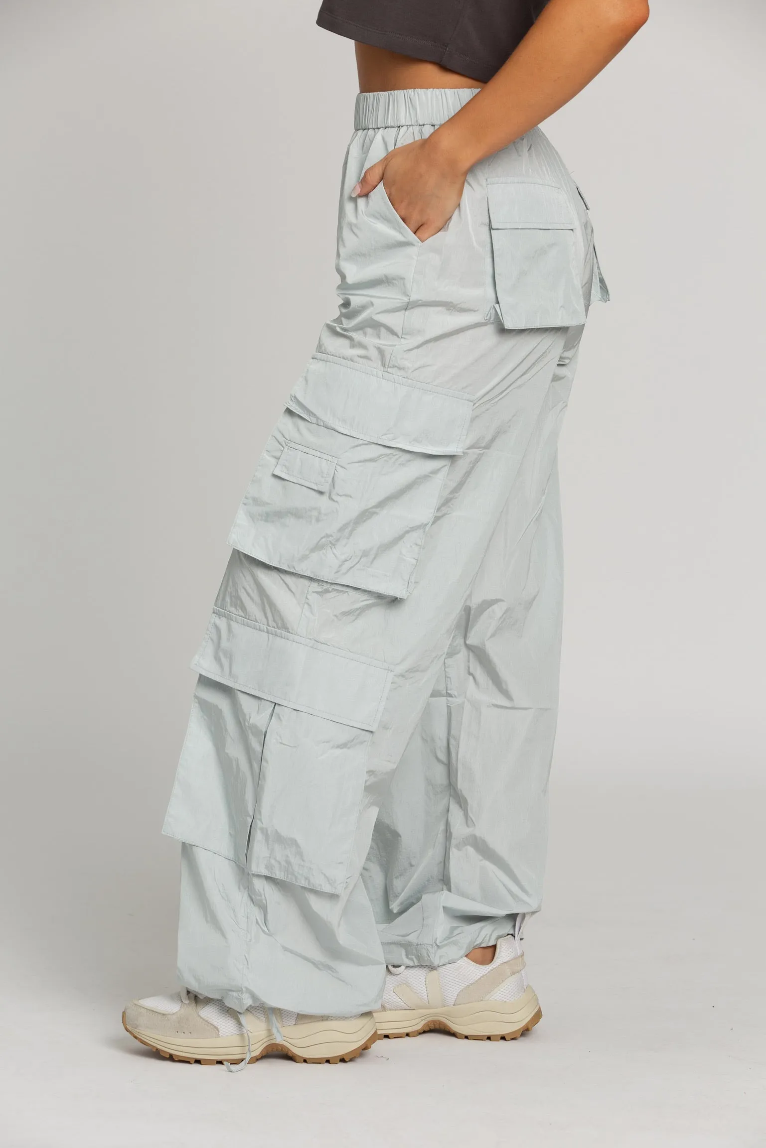 Ice Grey Parachute Pants