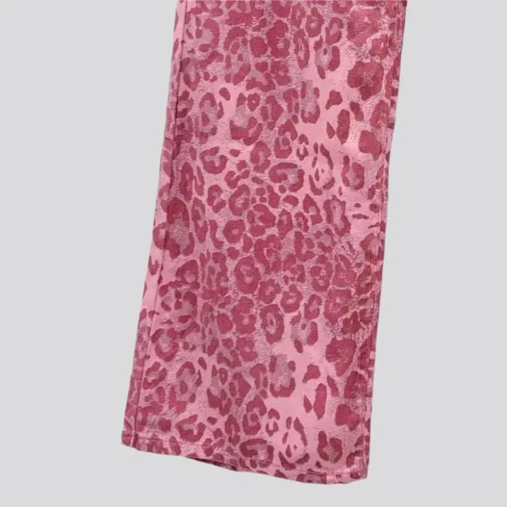 Leopard-print painted jean pants for ladies