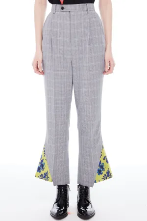 Light Wool Mix Brocade Hem Pants