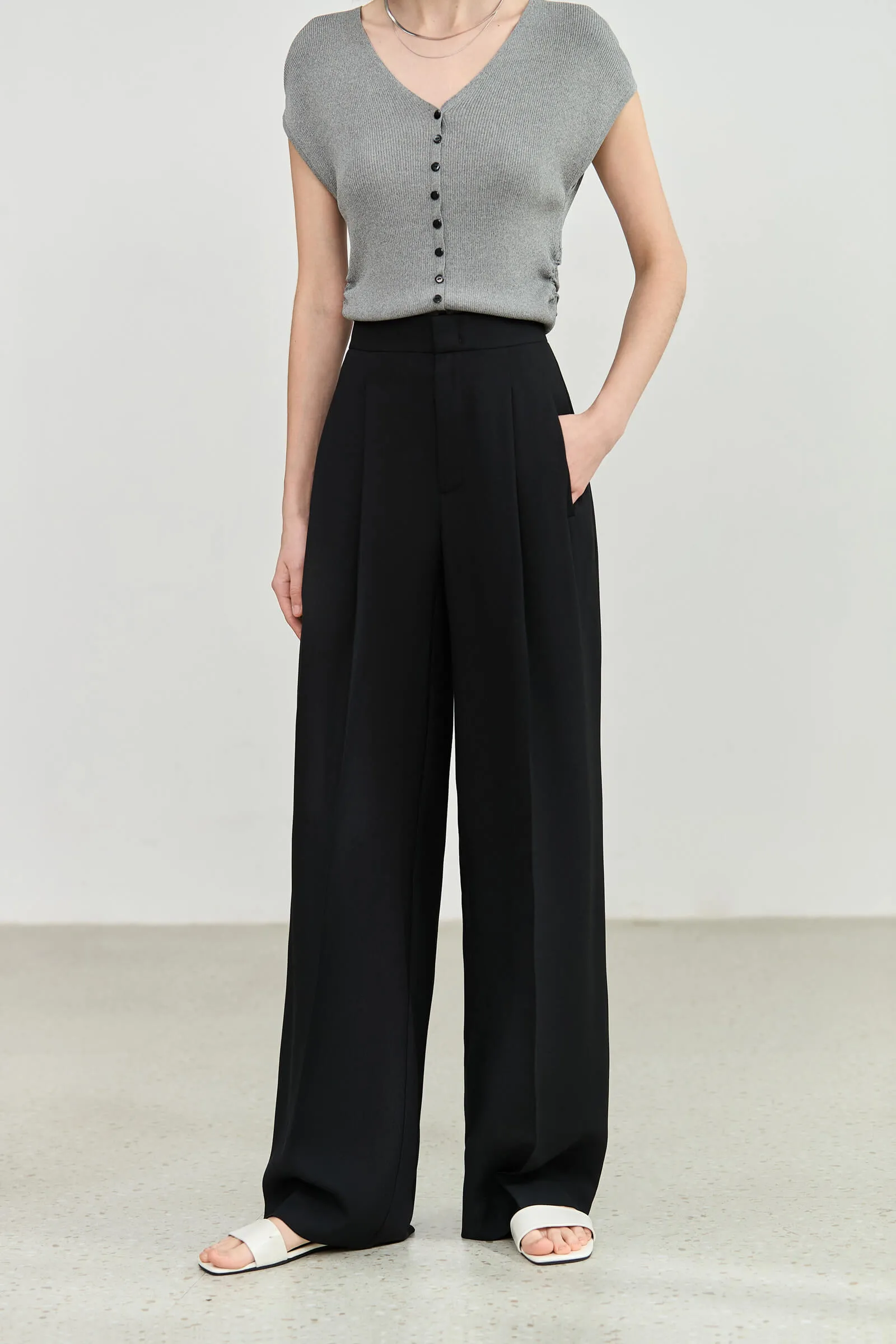 LILY Straight Wide Leg Suit Pants