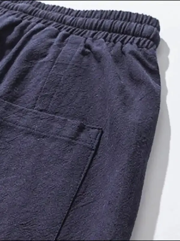 Linen Pants Men’s Hip Hop Breathable Cotton Linen Trousers Solid Color Bloomers Casual Pants