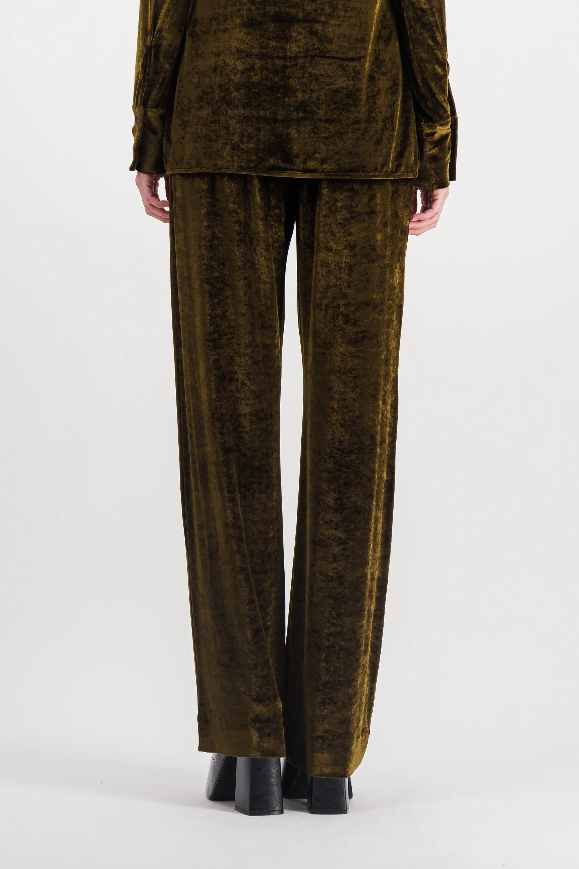 Loose leg velvet pants