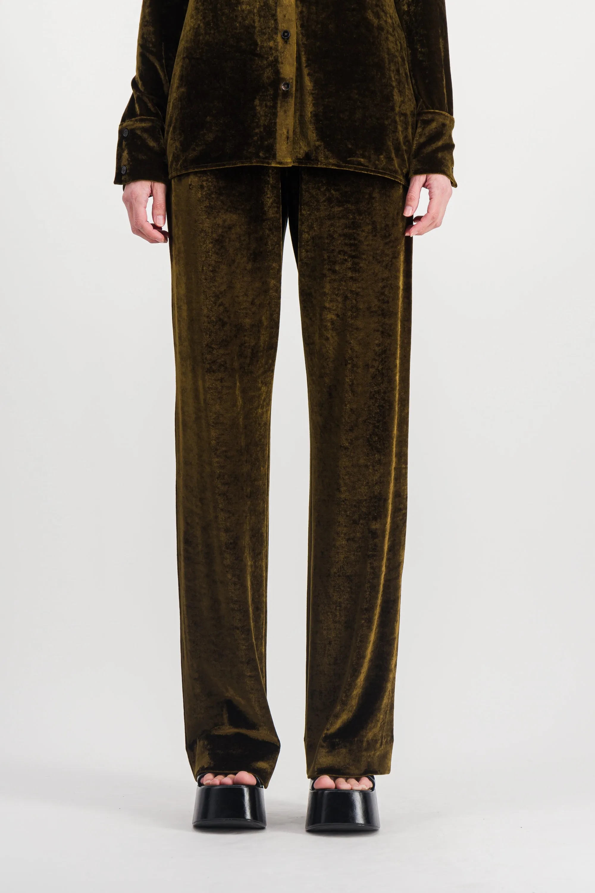 Loose leg velvet pants