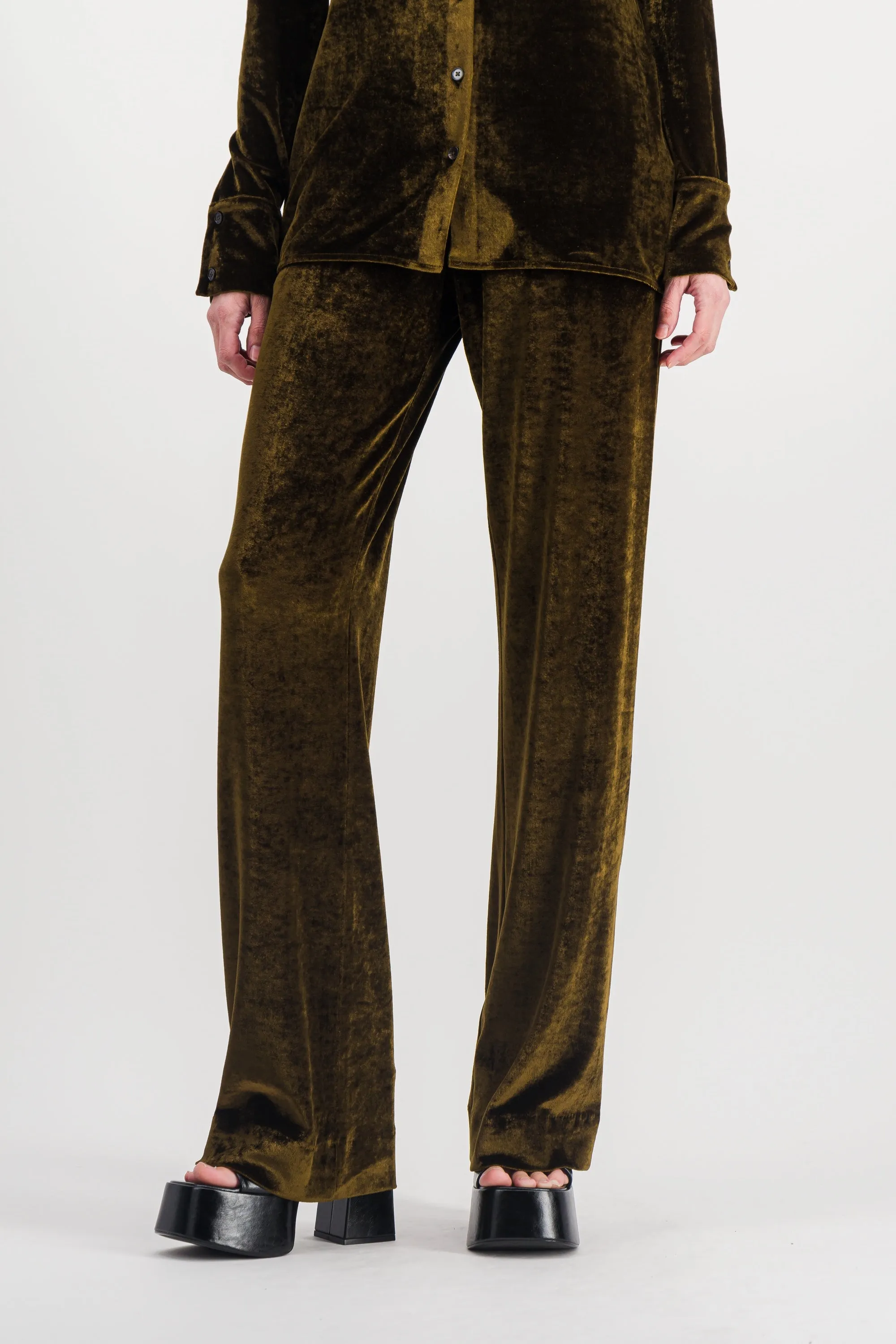 Loose leg velvet pants