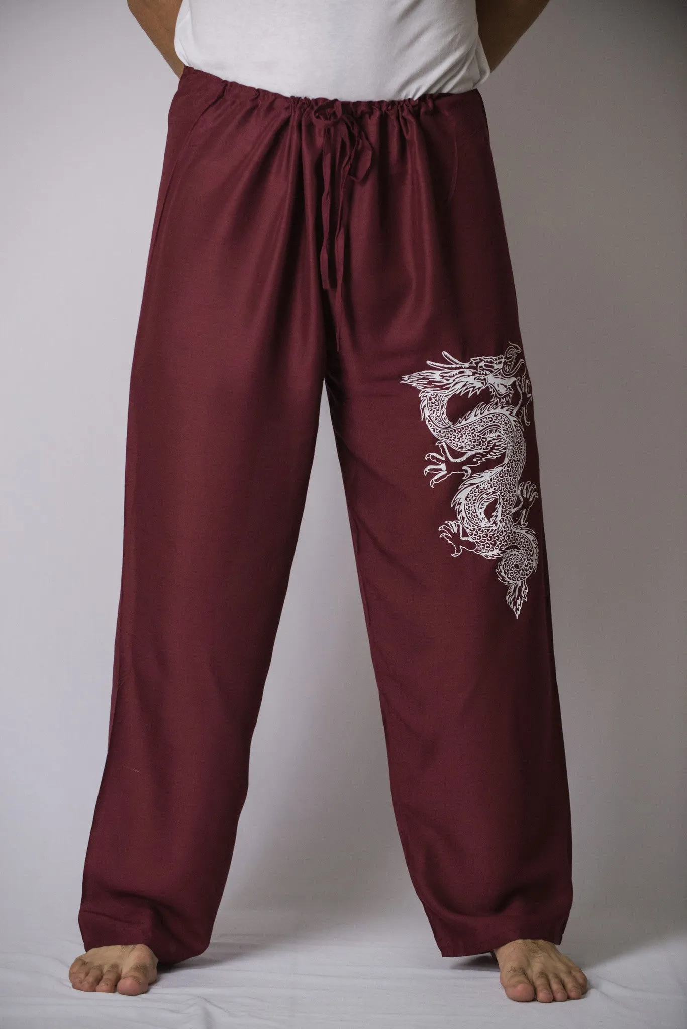 Mens Dragon Pants in Burgundy