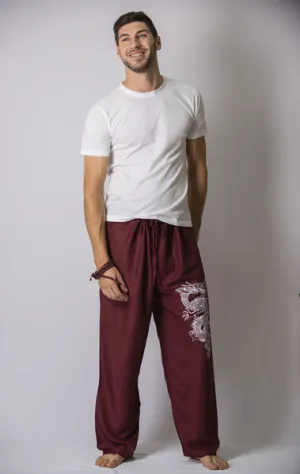 Mens Dragon Pants in Burgundy