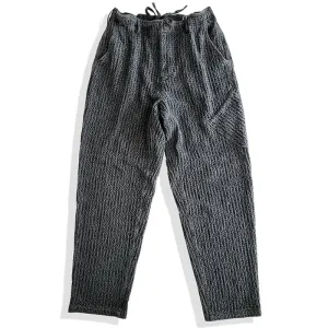 Men's Grey Tapered Pants Sashiko Japanese Style Casual Trousers