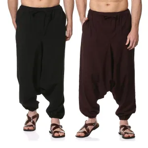 Men's Harem Pack of 2 | Black & Maroon | Fits Waist Sizes 28 to 36 Inches