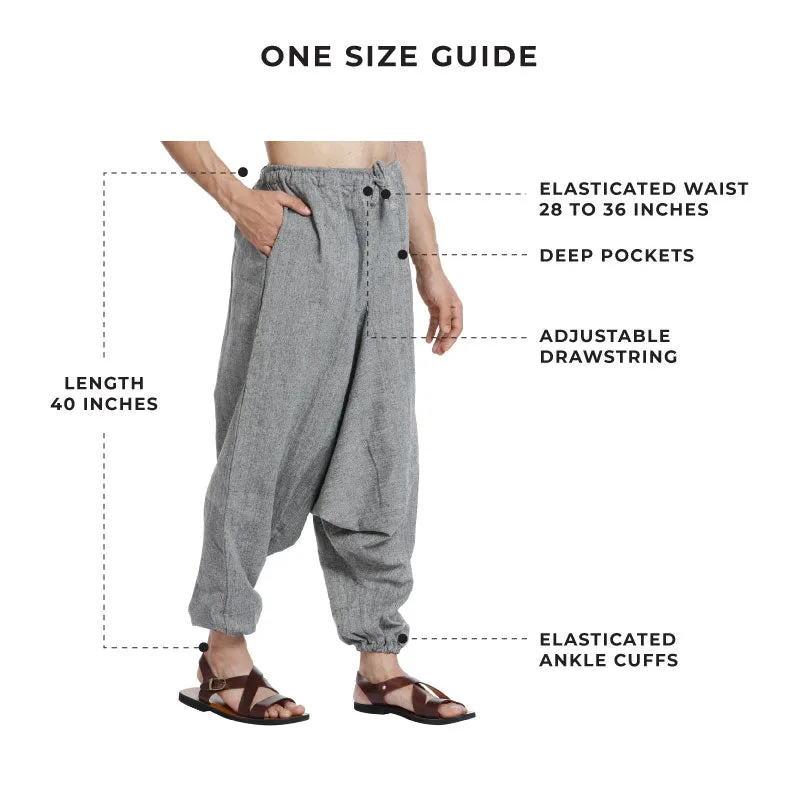 Men's Harem Pants | Grey | Fits Waist Size 28" to 36"