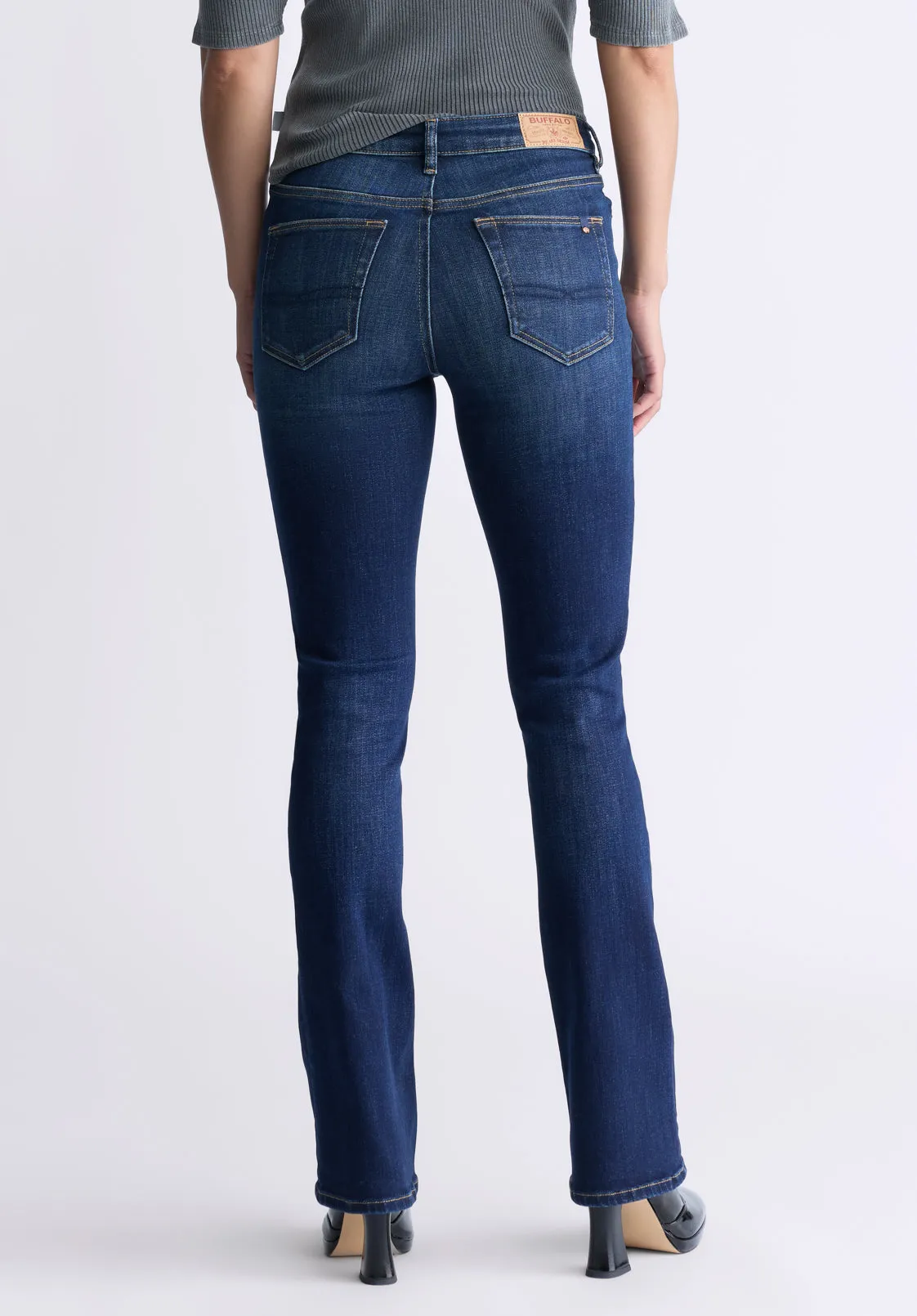 Mid Rise Bootcut Queen Women's Jeans, Vintage Dark Blue - BL15991