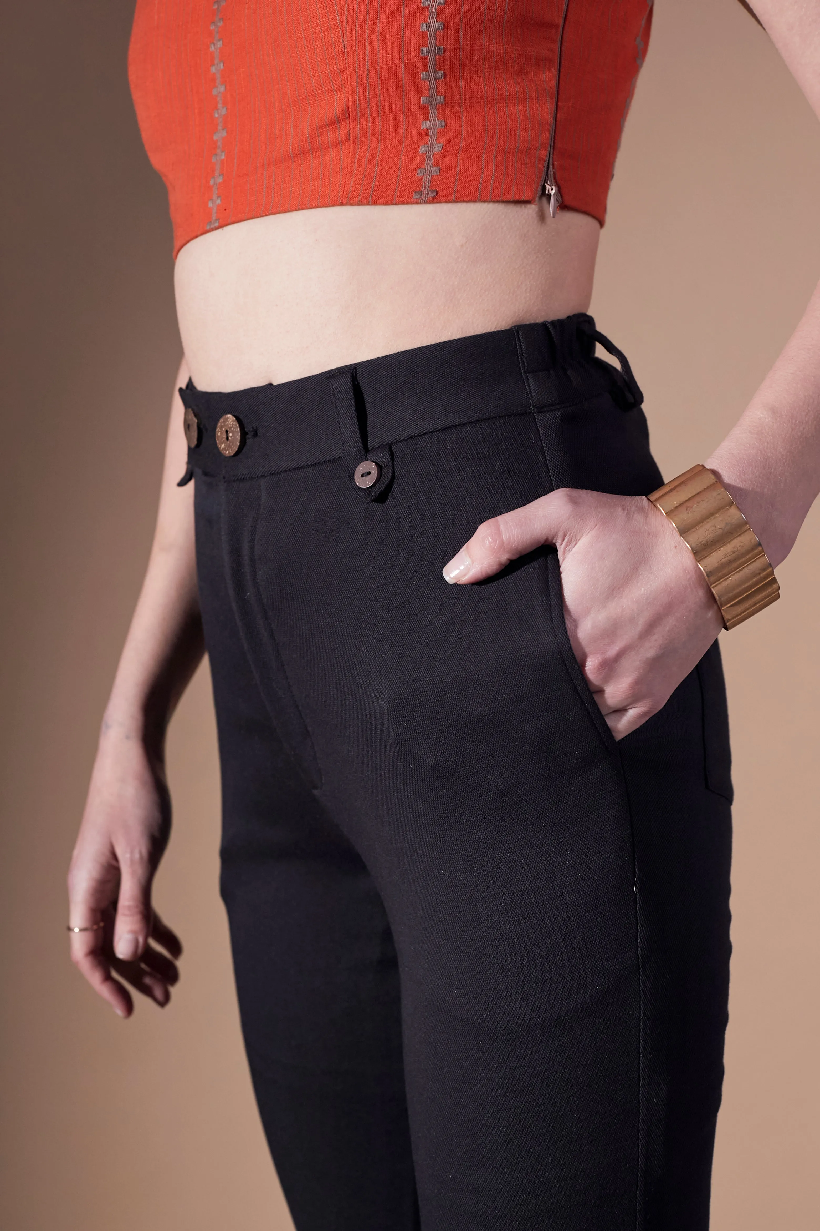 Mid-waist Everyday Workwear Comfortable Black Pants