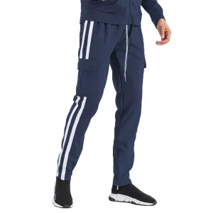 Navy Two-Stripe Cargo Track Pants