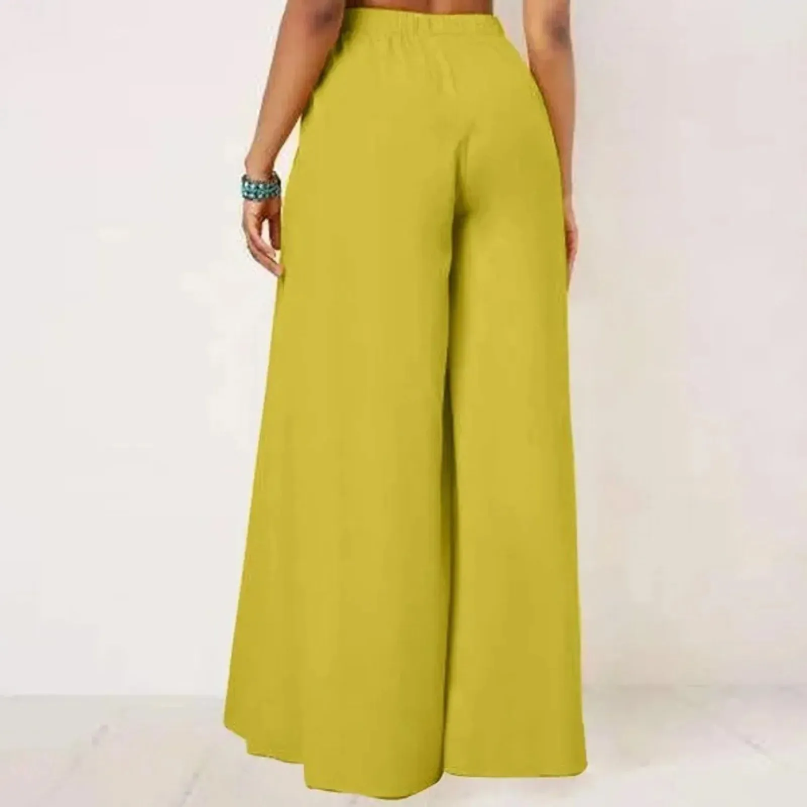 New High Loose Wide Fashion Casual Solid Swing Elegant Party Summer Pants