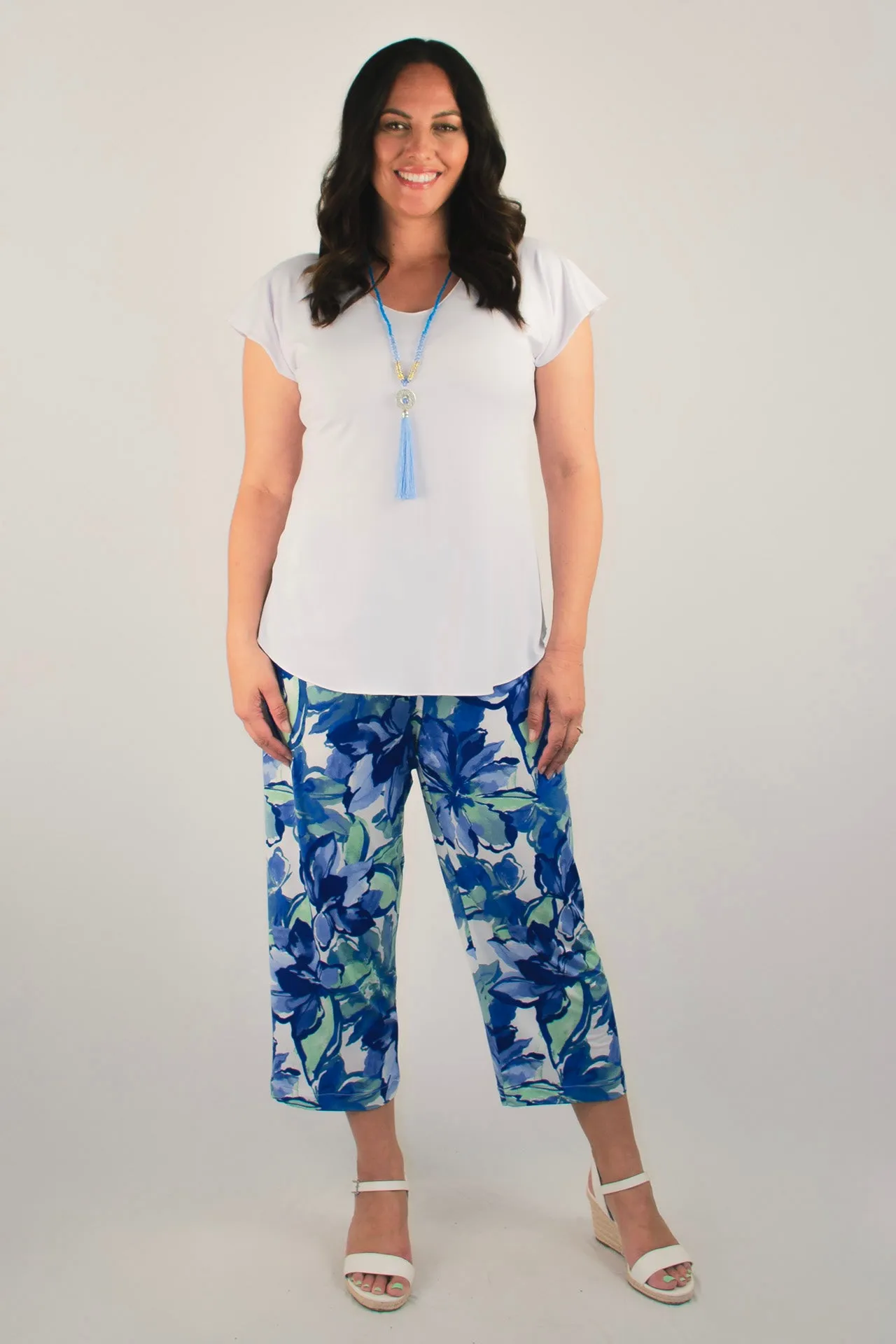 Pacific Print 3/4 Jersey Palazzo Pants