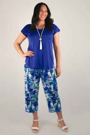 Pacific Print 3/4 Jersey Palazzo Pants